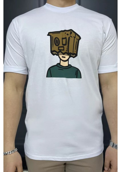 Bisiklet Yaka Kol Katlamalı Baskılı Erkek Tişört P-00015993 modelleri