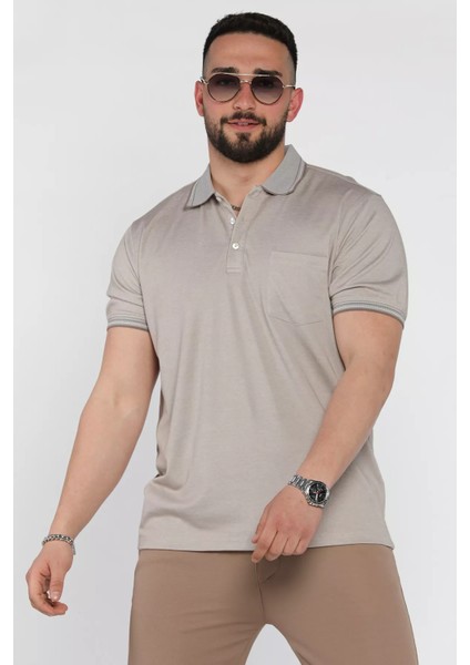 Yarım Düğmeli Polo Yaka Cepli Erkek Tişört P-00015992