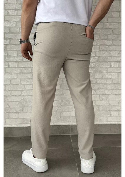 Erkek Bel Bağlamalı Kendinden Desenli Duble Paça Pantolon P-00015849 modelleri