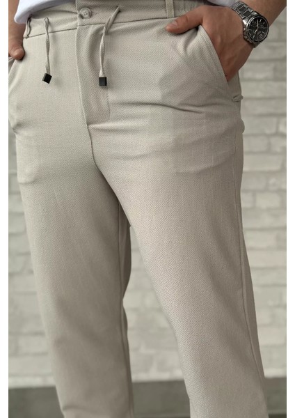 Erkek Bel Bağlamalı Kendinden Desenli Duble Paça Pantolon P-00015849 fırsatları