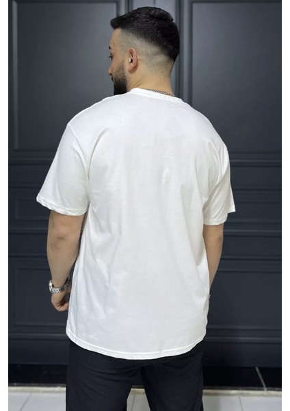 Yazı Baskılı Erkek Bisiklet Yaka Tişört P-00015994 fırsatları