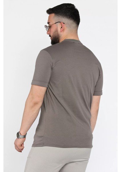 Bisiklet Yaka Kol Katlamalı Baskılı Erkek Tişört P-00015993 fiyatları