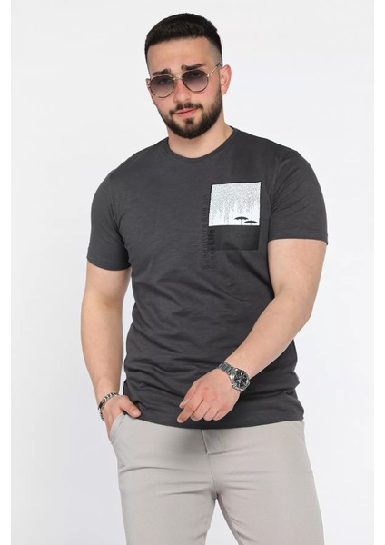 Baskılı Bisiklet Yaka Erkek Tişört P-00015986