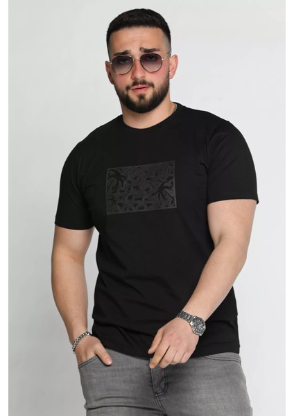 Erkek Bisiklet Yaka Baskılı Tişört P-00015990