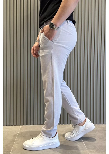 Erkek Bel Bağlamalı Kendinden Desenli Duble Paça Pantolon P-00015849 fiyatları