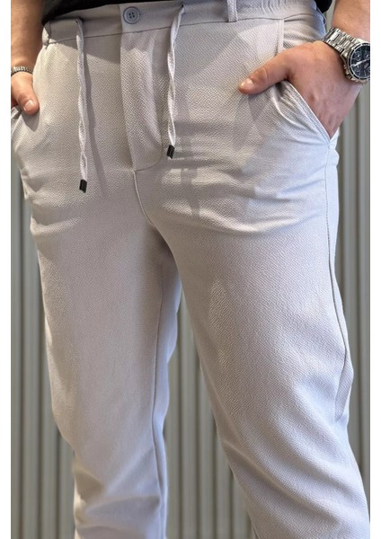 Erkek Bel Bağlamalı Kendinden Desenli Duble Paça Pantolon P-00015849 fırsatları