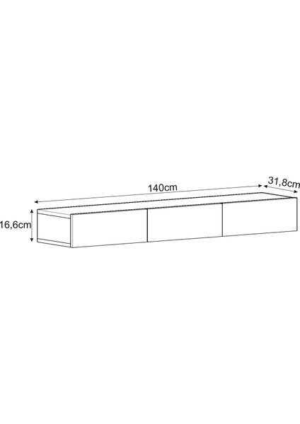 Avalon 3 Kapaklı Duvara Monte Tv Sehpası – 140 cm , Modern Minimal Tasarım, 4 Renk Seçeneği ile Şık ve Fonksiyonel Tv Ünitesi