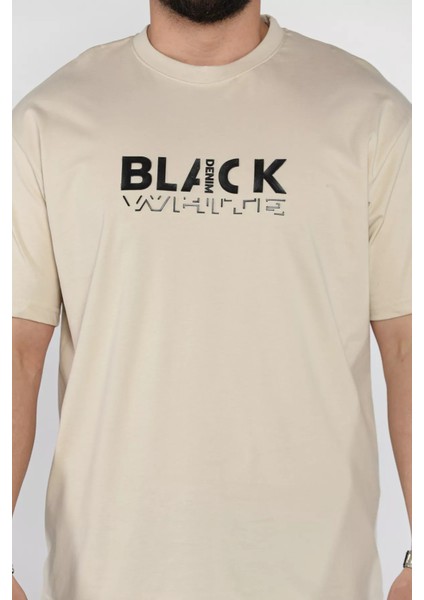 Yazı Baskılı Erkek Bisiklet Yaka Tişört P-00015994 fırsatları