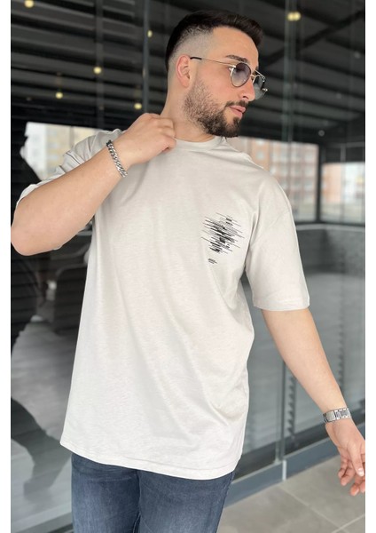 Oversize Baskılı Bisiklet Yaka Erkek Tişört P-00015998 fiyatları