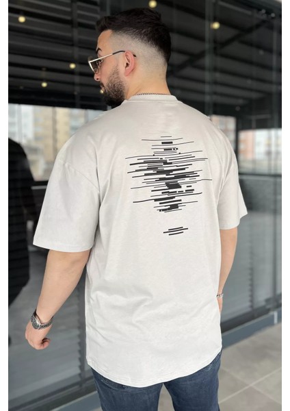 Oversize Baskılı Bisiklet Yaka Erkek Tişört P-00015998 modelleri