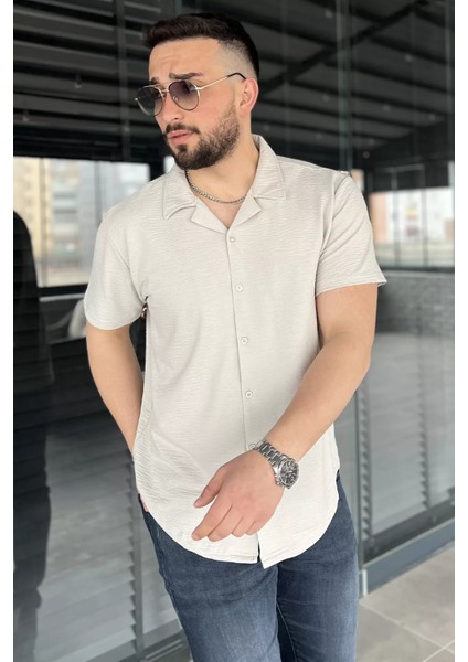 Kendinden Desenli Erkek Kısa Kol Gömlek P-00015995