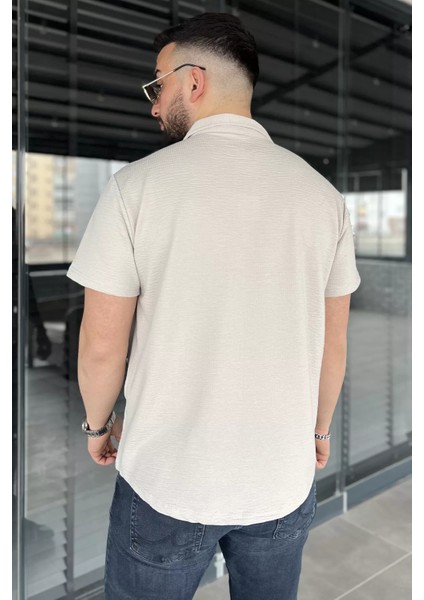 Kendinden Desenli Erkek Kısa Kol Gömlek P-00015995