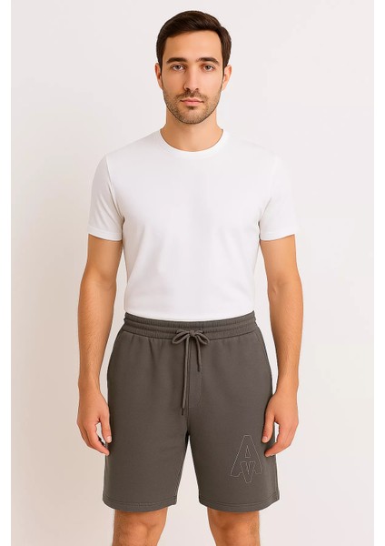 Bel Bağcıklı Nakışlı Erkek Şort P-00015999