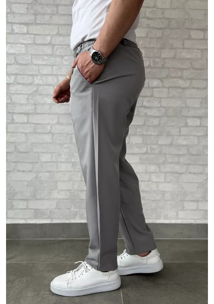 Erkek Duble Paça Bel Bağlamalı Kumaş Pantolon P-00015846