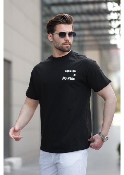 Siyah Baskılı Basic Erkek Tişört E7150
