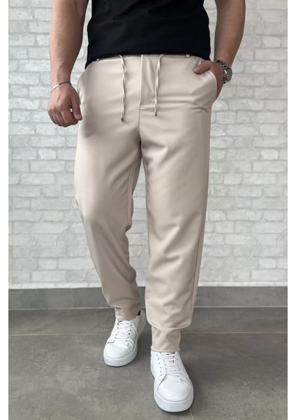Erkek Duble Paça Bel Bağlamalı Kumaş Pantolon P-00015846