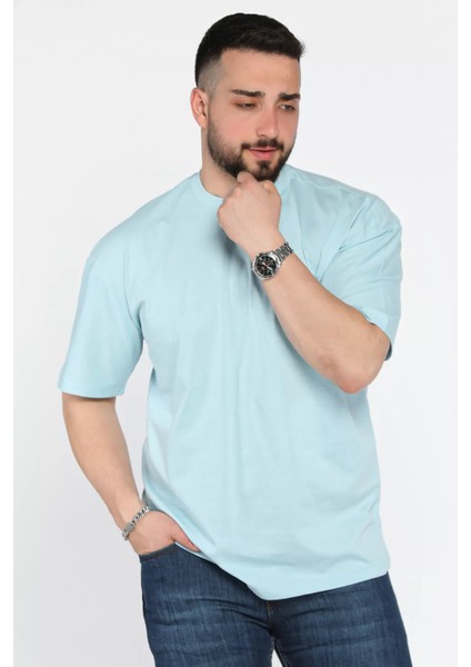 Oversize Baskılı Bisiklet Yaka Erkek Tişört P-00015998