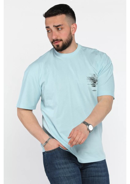 Oversize Baskılı Bisiklet Yaka Erkek Tişört P-00015998 fiyatları