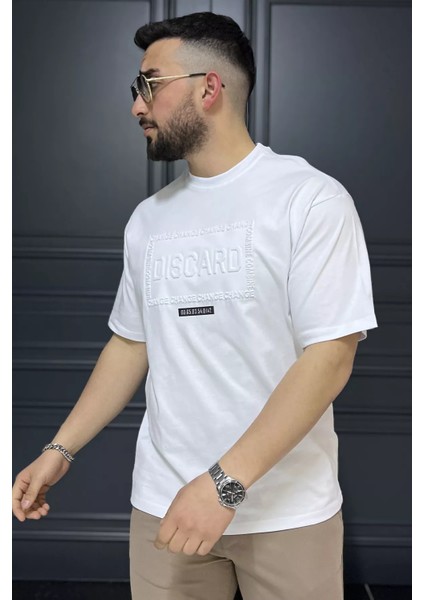 Erkek Yazı Baskılı Oversize Tişört P-00015996