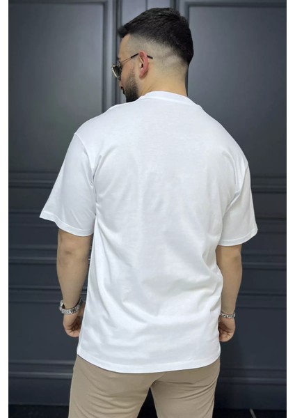 Erkek Yazı Baskılı Oversize Tişört P-00015996 fırsatları