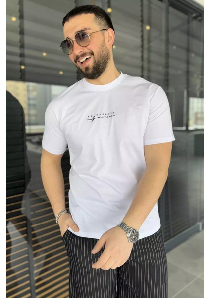 Erkek Silikon Kabartma Yazı Baskılı Bisiklet Yaka Tişört P-00015047 fiyatları