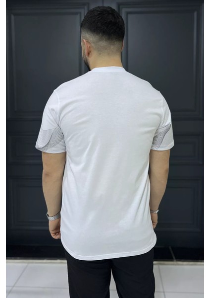 Erkek Bisiklet Yaka Baskılı Tişört P-00015836 modelleri