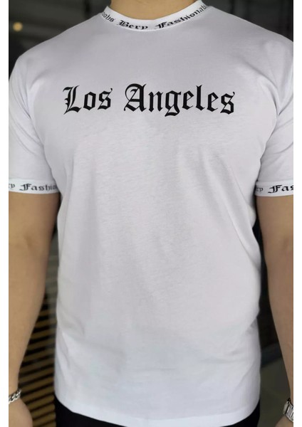 Erkek Bisiklet Yaka Yazı Baskılı Tişört P-00015042 modelleri