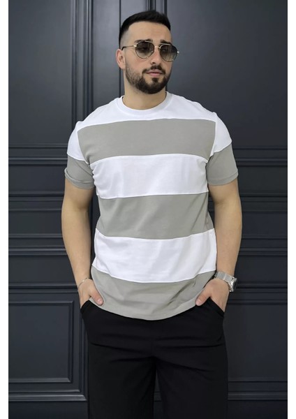 Bisiklet Yaka Parçalı Erkek Tişört P-00015843