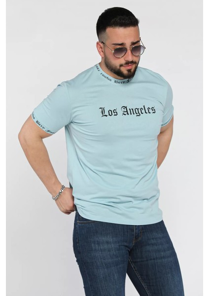 Erkek Bisiklet Yaka Yazı Baskılı Tişört P-00015042 fiyatları