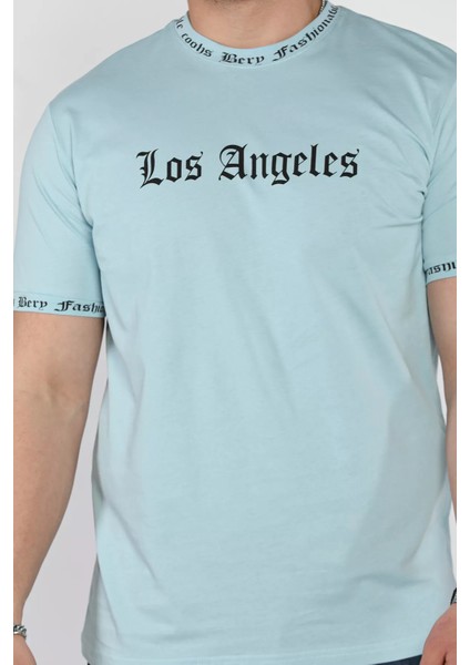 Erkek Bisiklet Yaka Yazı Baskılı Tişört P-00015042 fırsatları