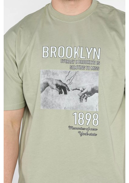 Baskılı Oversize Erkek Tişört P-00015837 fırsatları