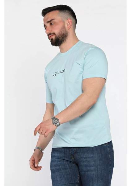 Erkek Silikon Kabartma Yazı Baskılı Bisiklet Yaka Tişört P-00015047 fiyatları