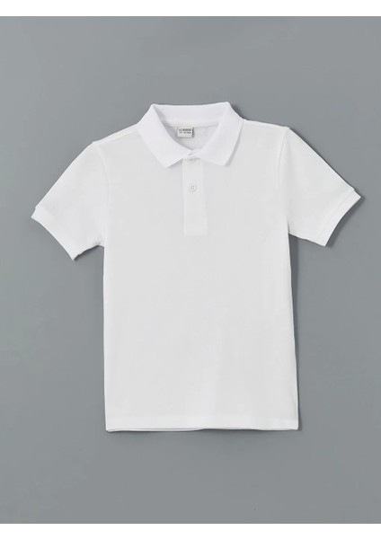 Lcw Kids Beyaz Polo Yaka %100 Pamuk Erkek Çocuk Tişört