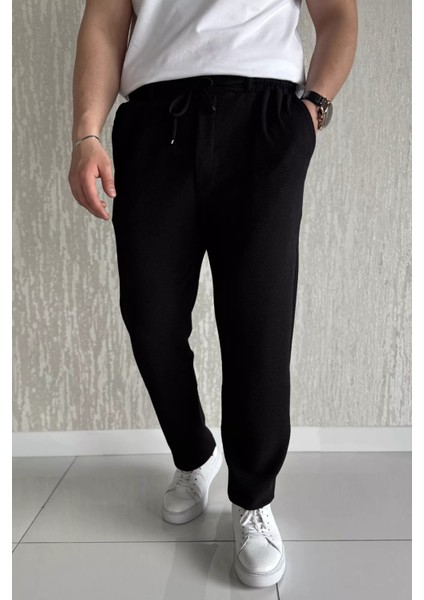 Erkek Kendinden Desenli Bel Bağlamalı Jogger Pantolon P-00015845