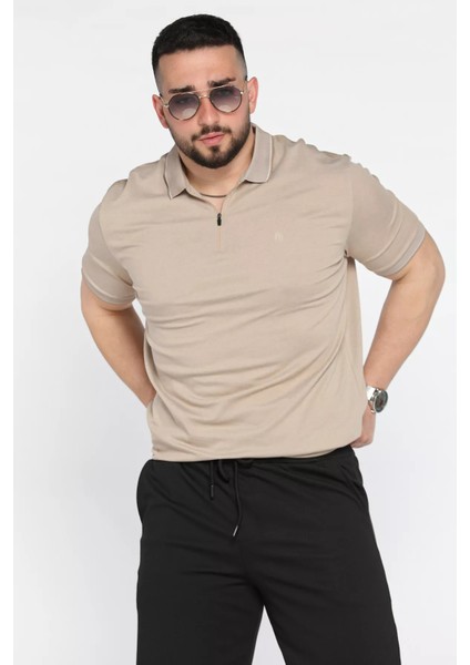 Yarım Fermuarlı Polo Yaka Erkek Tişört P-00015838