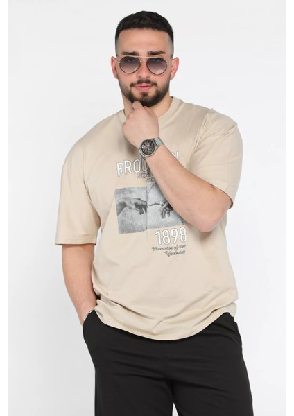 Baskılı Oversize Erkek Tişört P-00015837
