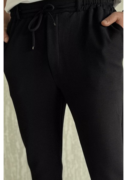 Erkek Kendinden Desenli Bel Bağlamalı Jogger Pantolon P-00015845 fırsatları