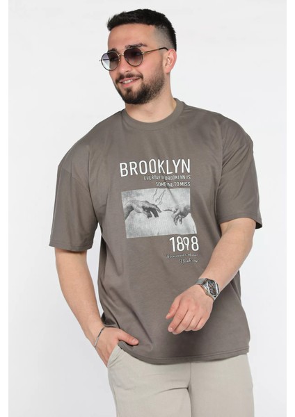 Baskılı Oversize Erkek Tişört P-00015837