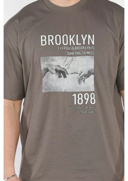 Baskılı Oversize Erkek Tişört P-00015837 fırsatları