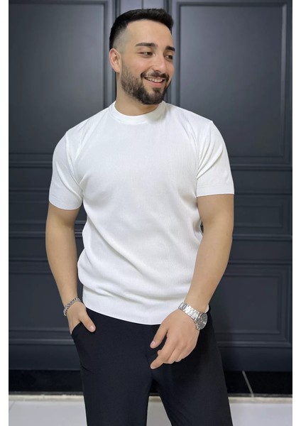 Erkek Bisiklet Yaka Fitilli Tişört P-00016109