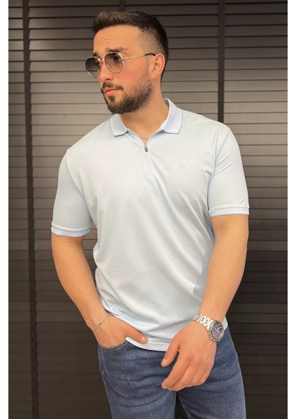 Yarım Fermuarlı Polo Yaka Erkek Tişört P-00015838