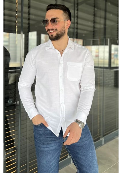 Tek Cepli Çıtçıtlı Erkek Uzun Kol Gömlek P-00015571