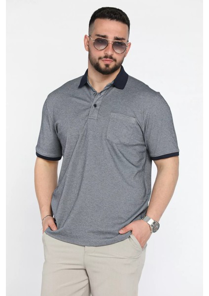 Erkek Polo Yaka Tek Cepli Desenli Tişört P-00015832