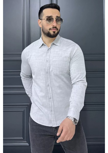 Tek Cepli Çıtçıtlı Erkek Uzun Kol Gömlek P-00015571