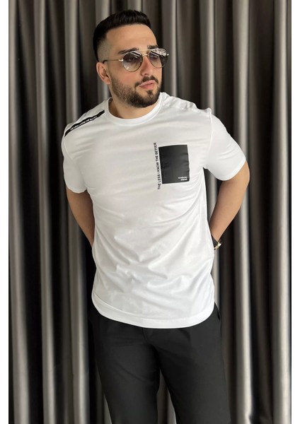 Bisiklet Yaka Baskılı Erkek Tişört P-00015834 fiyatları