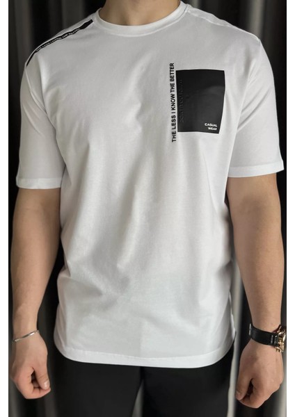 Bisiklet Yaka Baskılı Erkek Tişört P-00015834 fırsatları