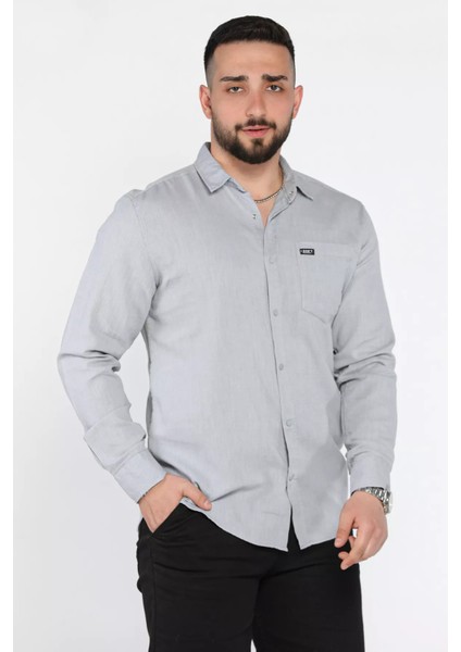 Erkek Tek Cepli Ön Çıtçıtlı Uzun Kol Gömlek P-00015051