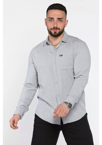 Erkek Tek Cepli Ön Çıtçıtlı Uzun Kol Gömlek P-00015051 fiyatları