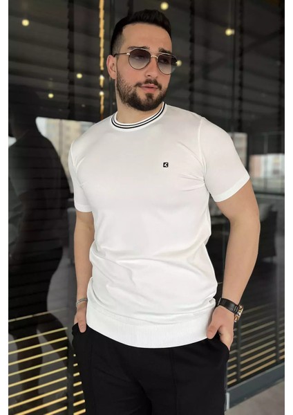 Nakışlı Bisiklet Yaka Erkek Tişört P-00015579