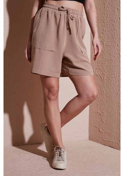 Keten Karışımlı Comfort Fit Lastikli Kısa Short Bayan Short 25Y0606K1 modelleri